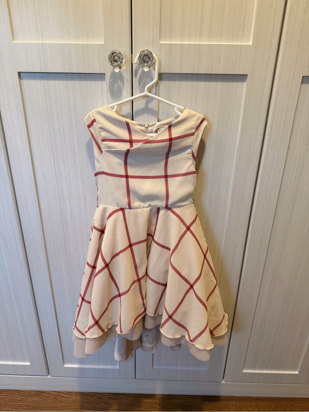 Joyfolie Mia Joy Cream Dress with Red Windowpane Check - Holiday Photo Shoots